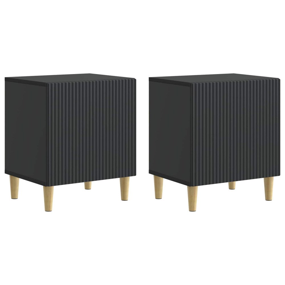 vidaXL Nattduksbord 2 pcs Svart 43 x 34,5 x 50 cm Konstruerat trä