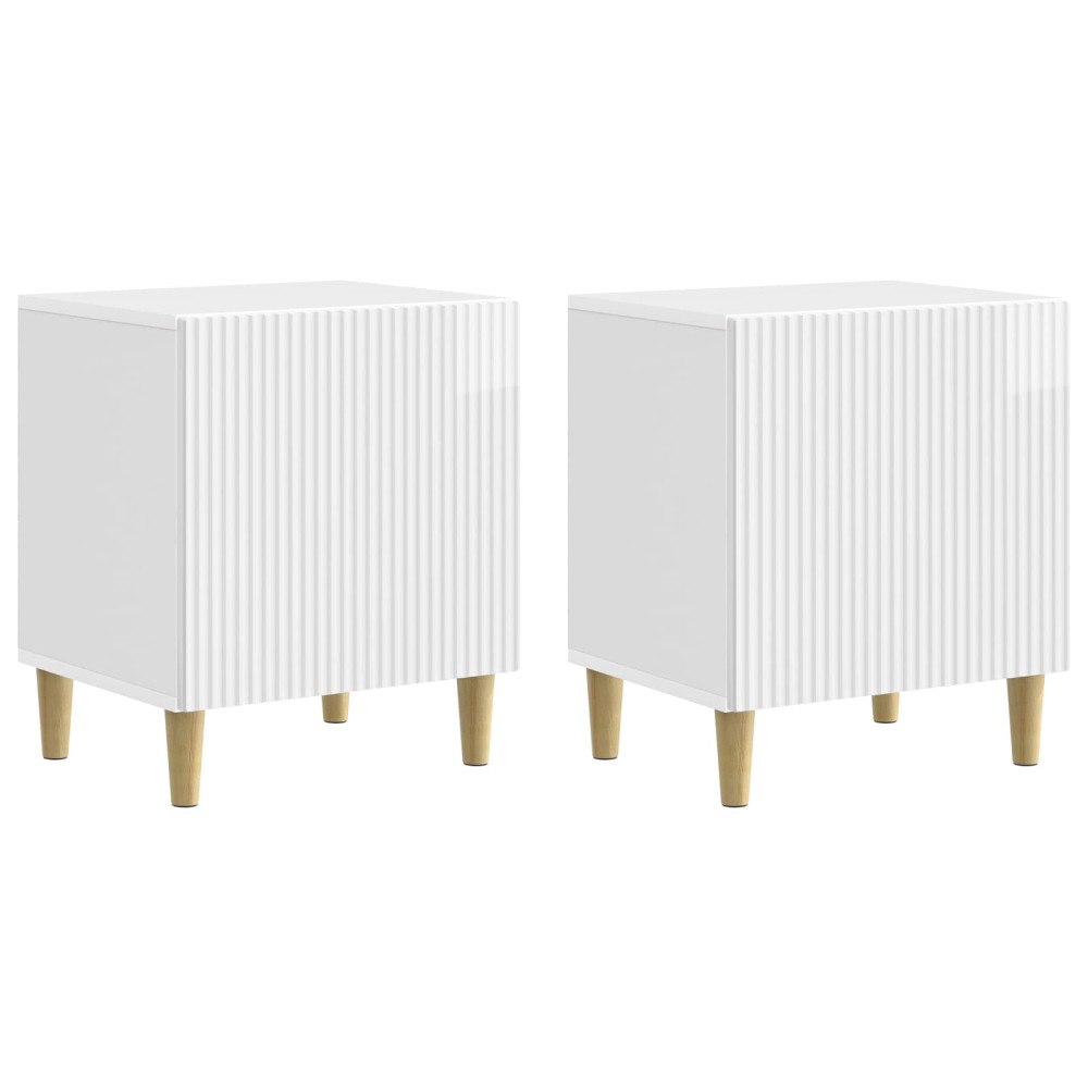 vidaXL Nattduksbord 2 pcs Vit högglans 43 x 34,5 x 50 cm