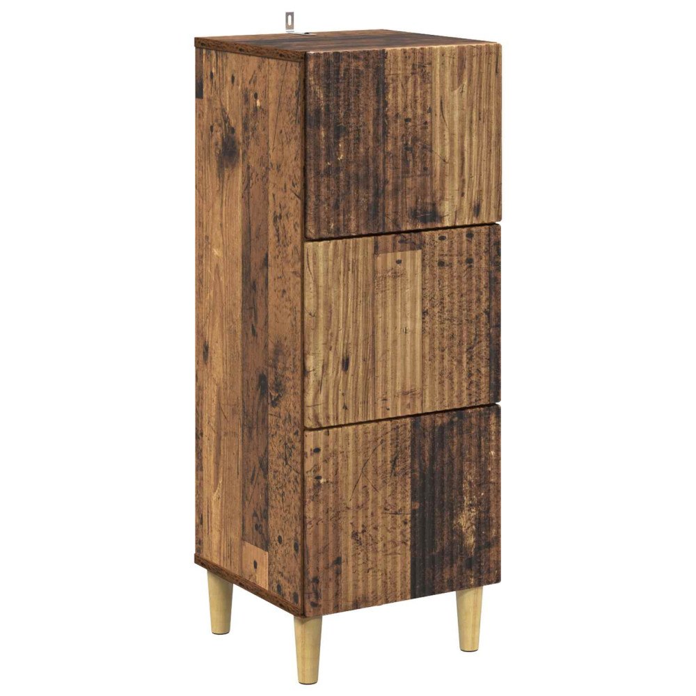 vidaXL Lådans skåp Gammalt trä 33 x 34,5 x 90 cm Konstruerat trä