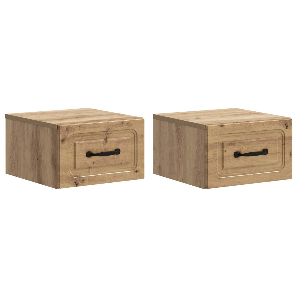 vidaXL Väggmonterat Sängbord 2 pcs Artisan-ek 34,5 x 33 x 20 cm