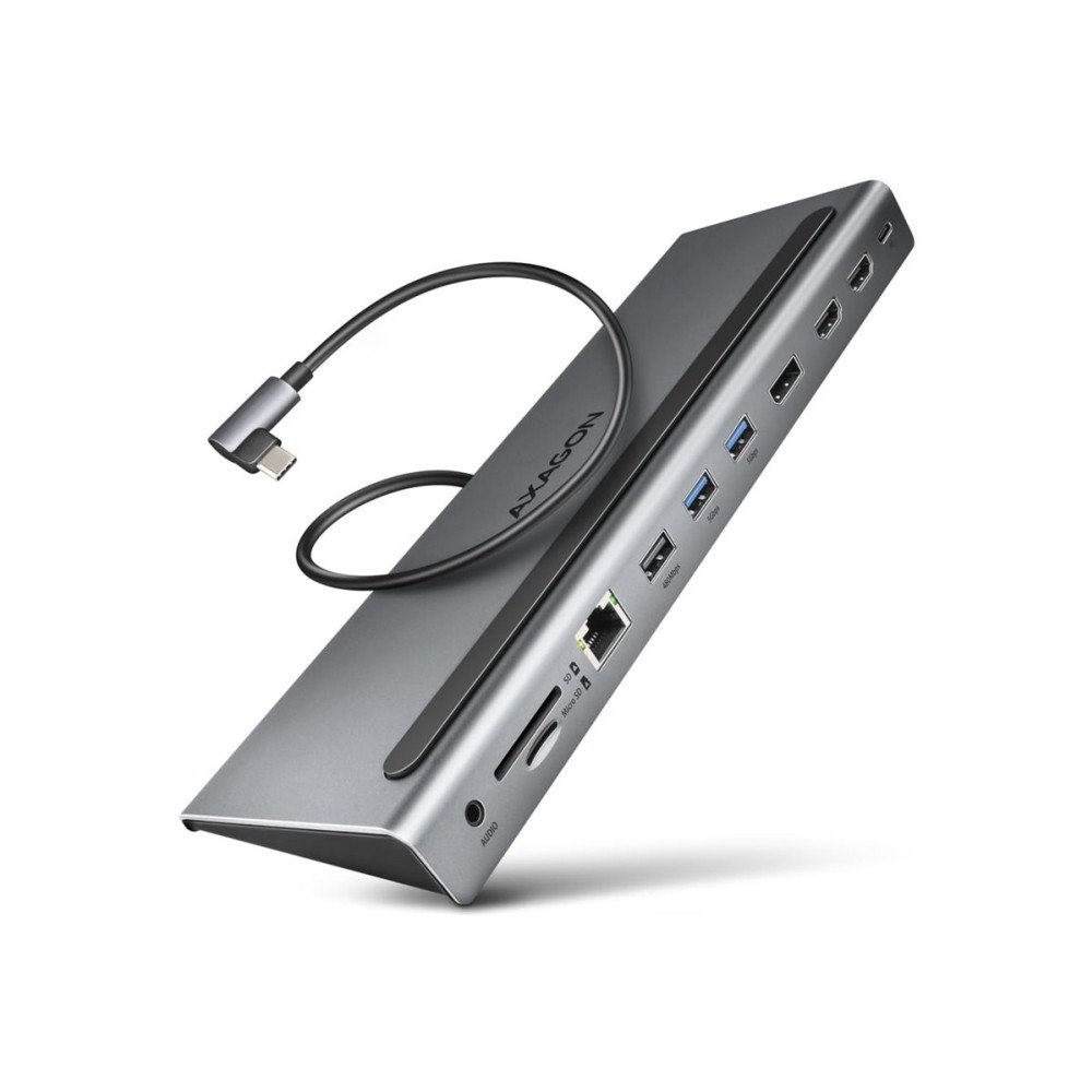 AXAGON AXAGON HMC-4KX3 - dockningsstation - USB-C 3.2 Gen 1 / USB 3.0 / Thunderbolt 3 / Thunderbolt 4 - 2 x HDMI, DP - 1GbE