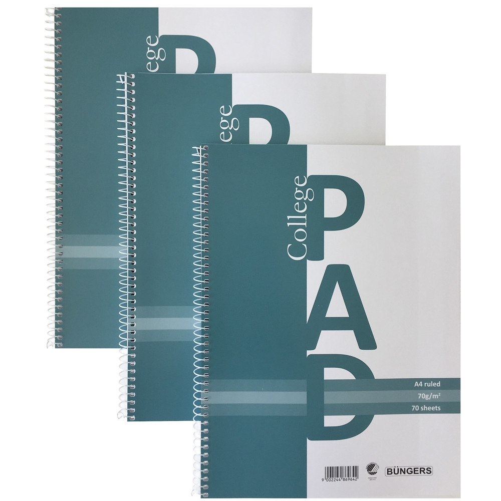 Despec Kollegieblock A4 linjerat, 3-pack