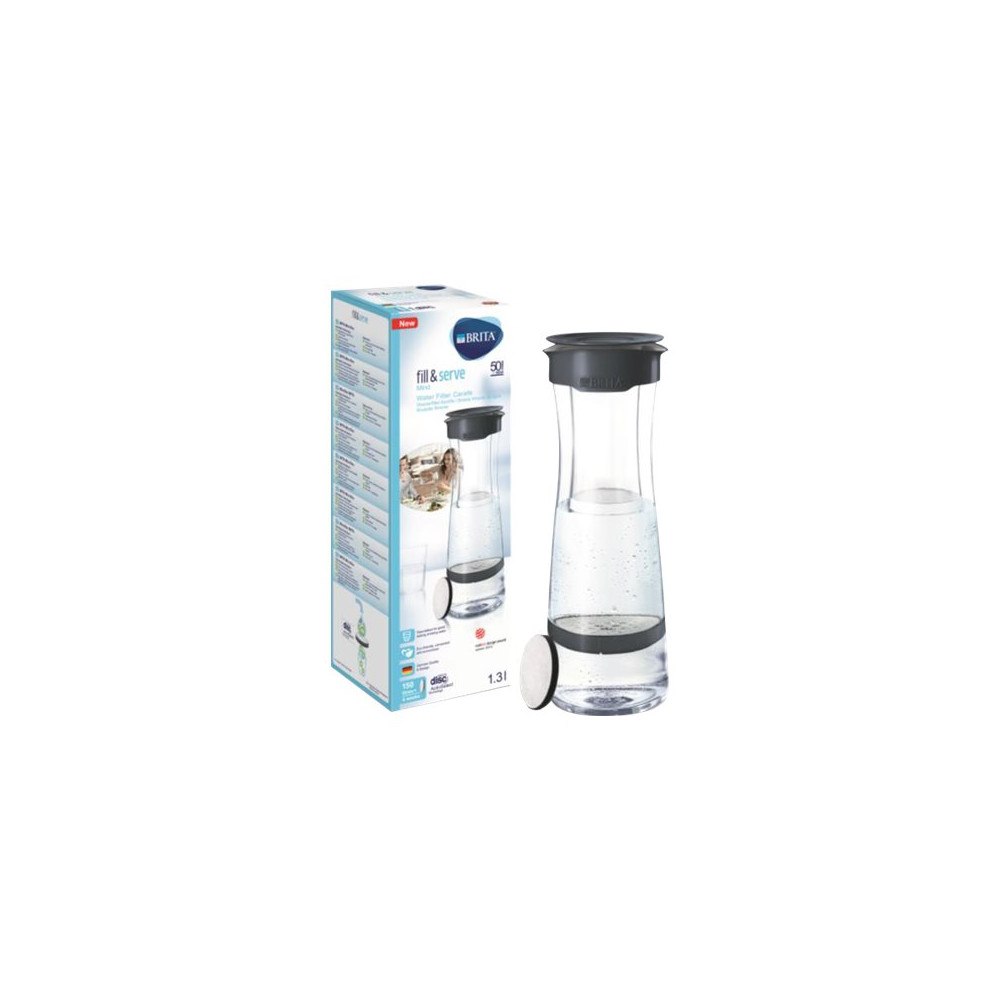 Brita BRITA Fill&Serve Mind - vattenfilterkaraff - mörkgrå - Storlek 10.8 cm - Höjd 32 cm - 1.3 L