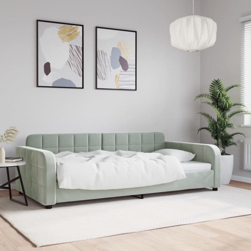 vidaXL Dagbädd ljusgrå 100x190 cm sammet