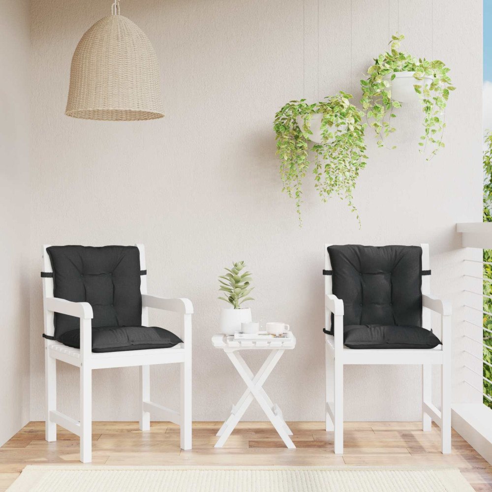 vidaXL Lågryggs Stolsdynor Set 2 pcs Melange Svart 100 x 50 x 7 cm