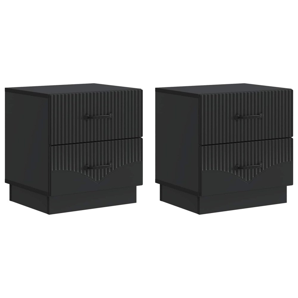 vidaXL Nattduksbord 2 pcs Svart 43 x 34,5 x 44,5 cm Konstruerat trä