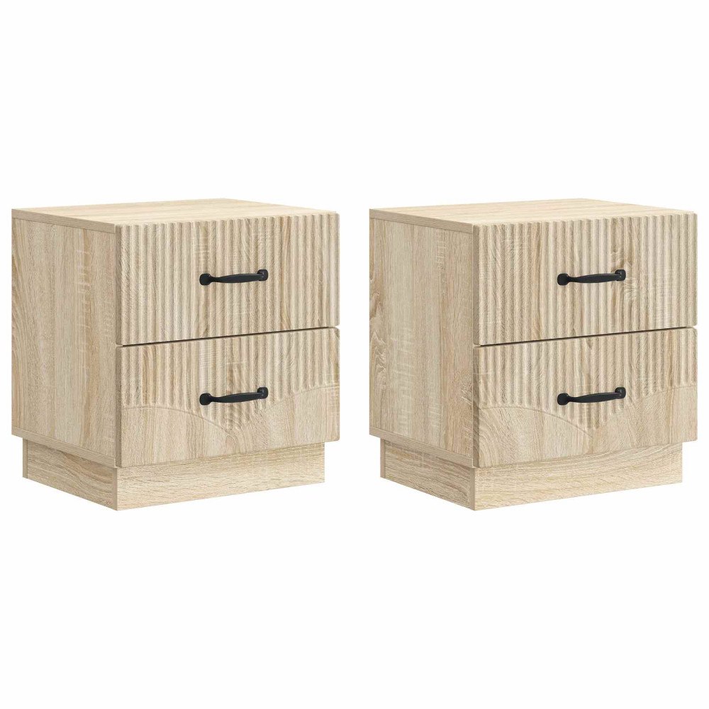vidaXL Nattduksbord med låda 2 pcs Sonoma-ek 43 x 34,5 x 44,5 cm