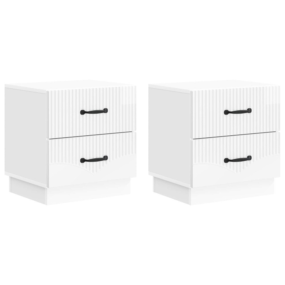 vidaXL Nattduksbord med låda 2 pcs Vit högglans 43 x 34,5 x 44,5 cm