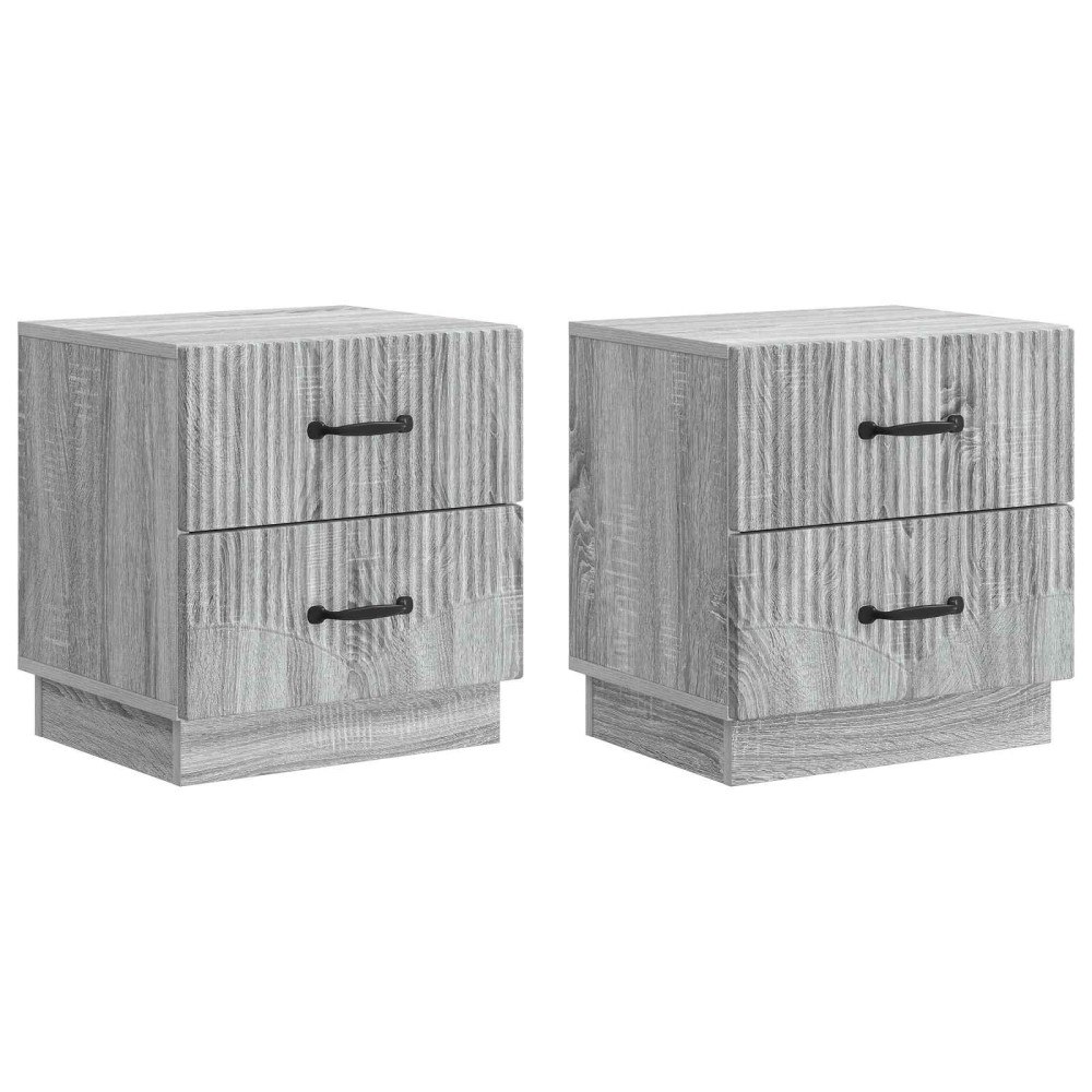 vidaXL Nattduksbord med låda 2 pcs Grå sonoma-ek 43 x 34,5 x 44,5 cm