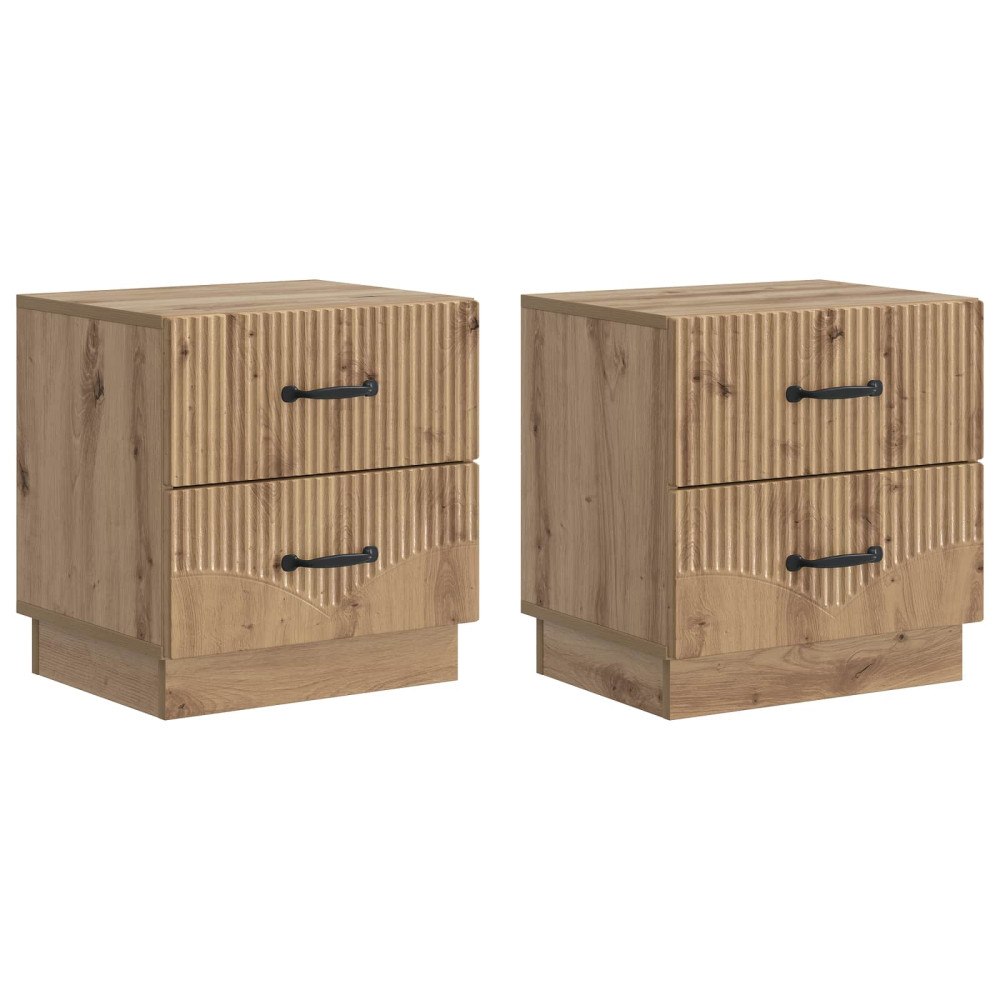 vidaXL Nattduksbord med låda 2 pcs Artisan-ek 43 x 34,5 x 44,5 cm