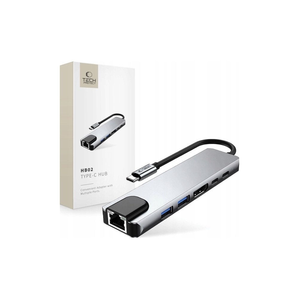 Tech-Protect TECH-PROTECT HB02 hubbadapter 6-i-1 Type-C + USB 2.0 + USB 3...