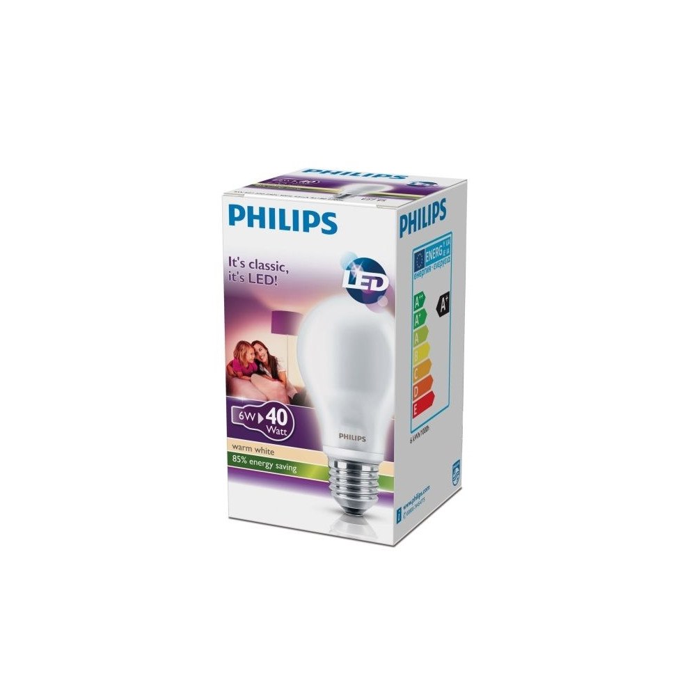 Philips Philips - LED-glödlampa - form: A60 - E27 - 6 W - varmt vitt ljus - 2700 K