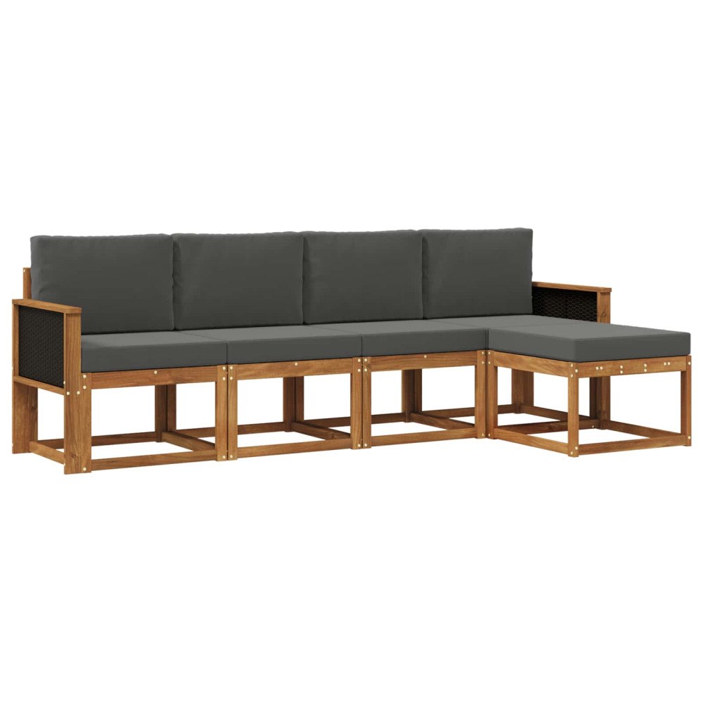 vidaXL Utomhussoffset 5 st Naturlig och Antracit Polyester