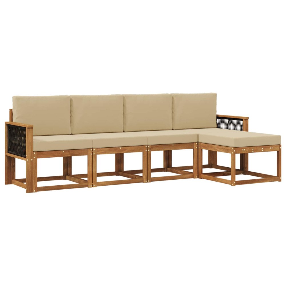 vidaXL Utomhussoffset 5 st Naturlig och Beige Polyester