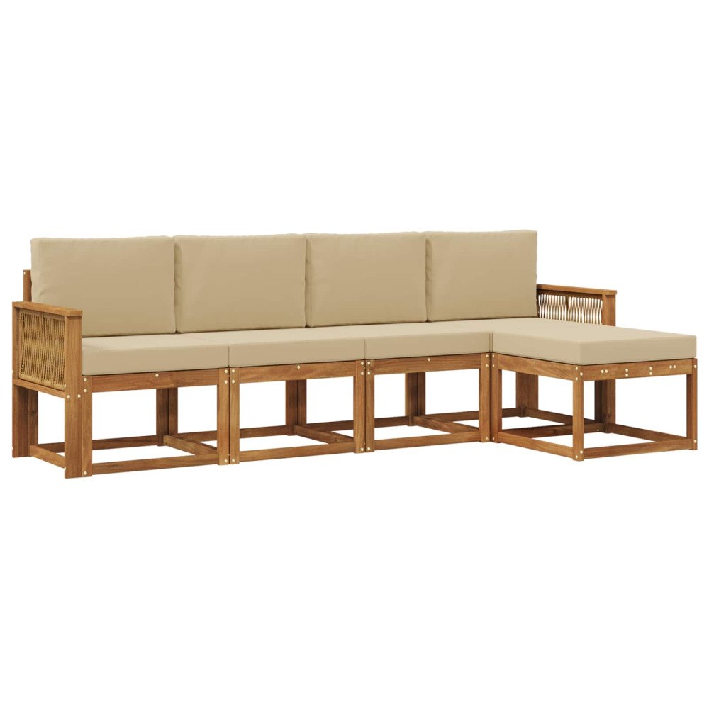 vidaXL Utomhussoffset 5 st Naturlig och Beige Polyester