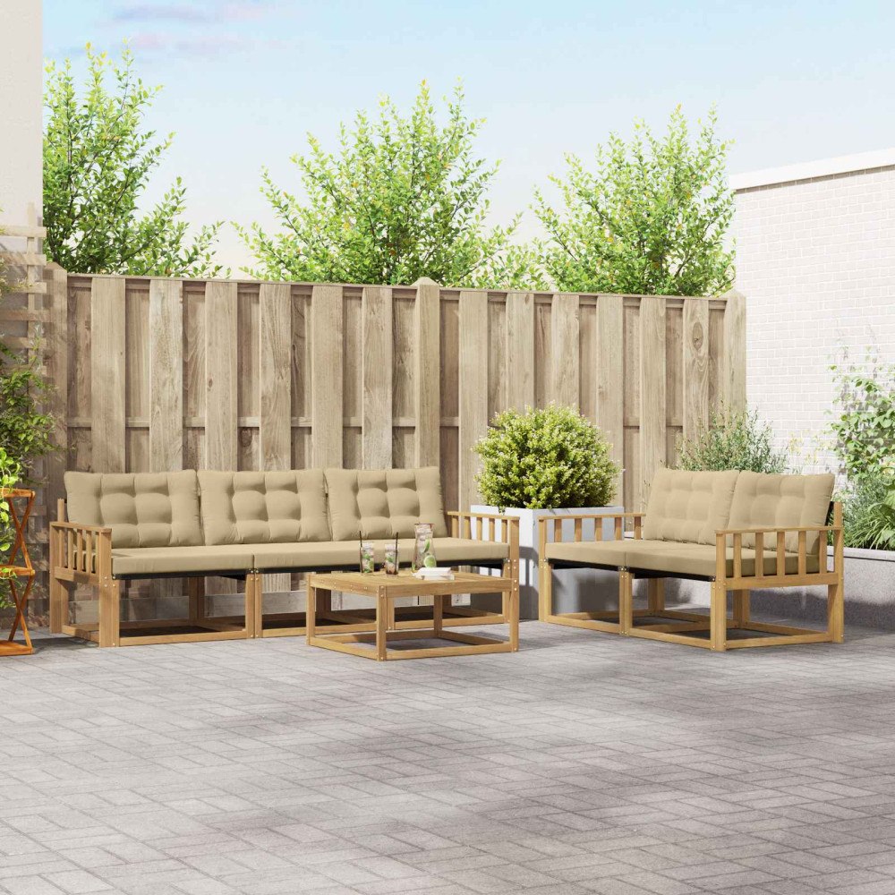 vidaXL Utomhussoffset 6 st Vit och Beige