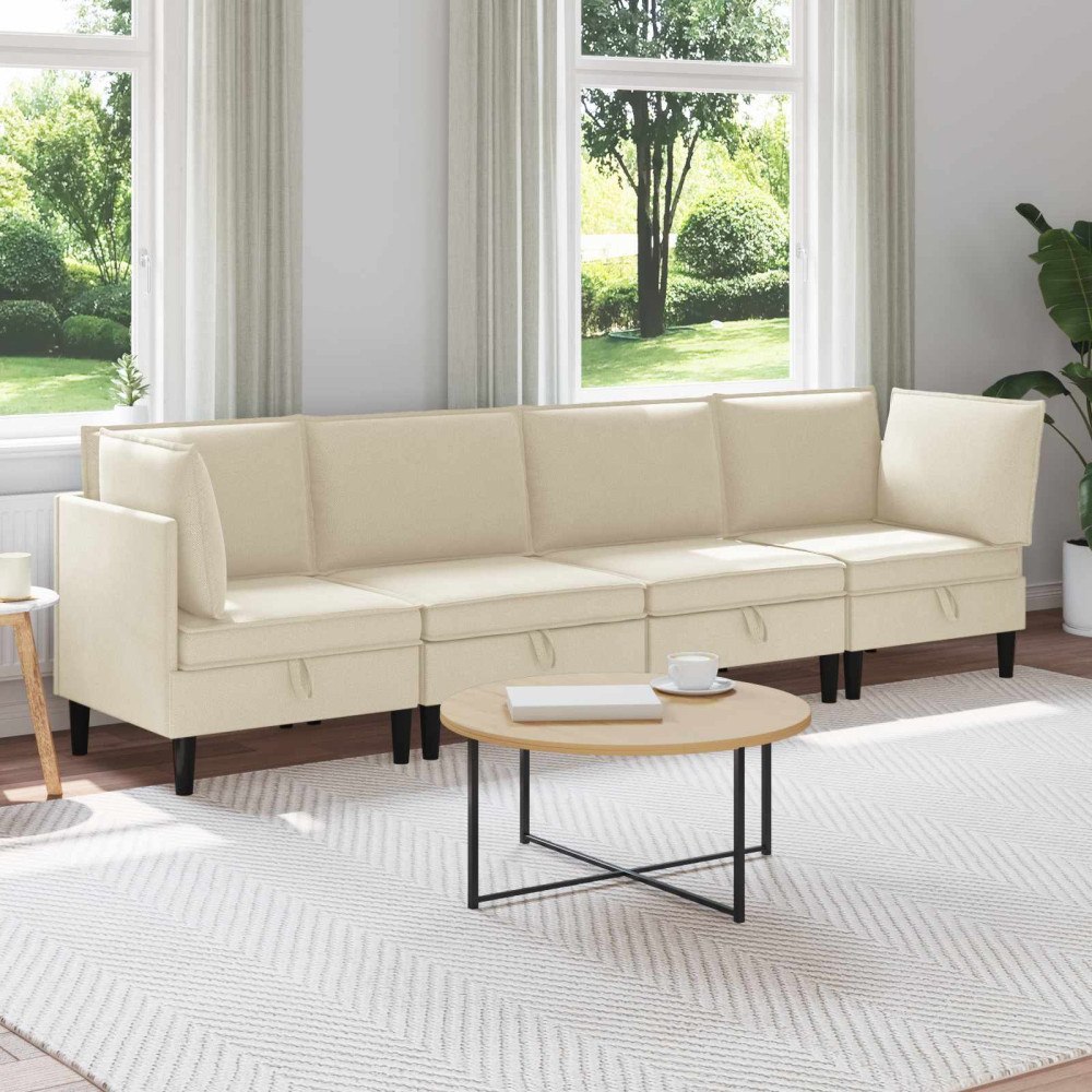 vidaXL Möbelset för vardagsrummet 4 pcs Gräddvit Tyg