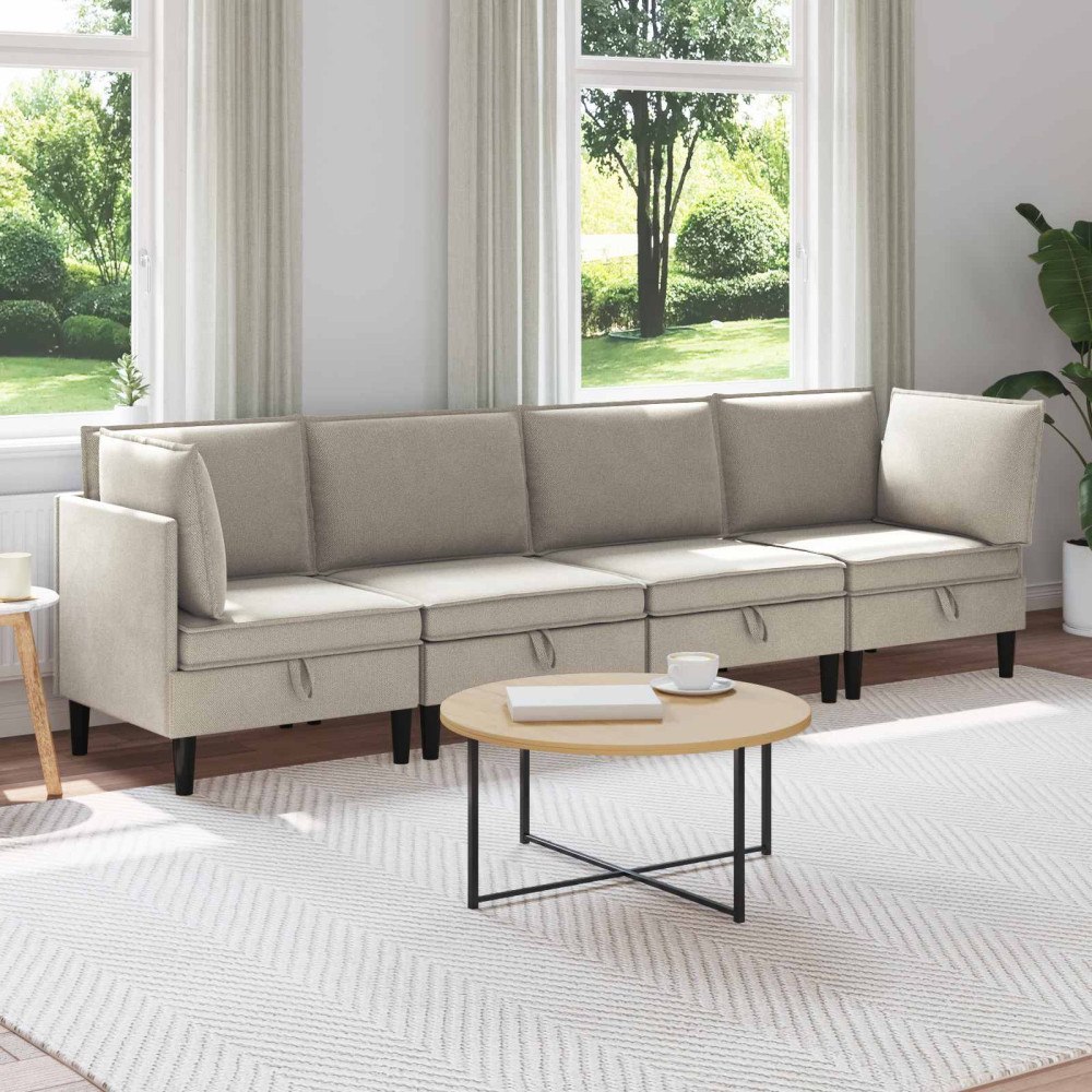 vidaXL Möbelset för vardagsrummet 4 pcs Havre Tyg