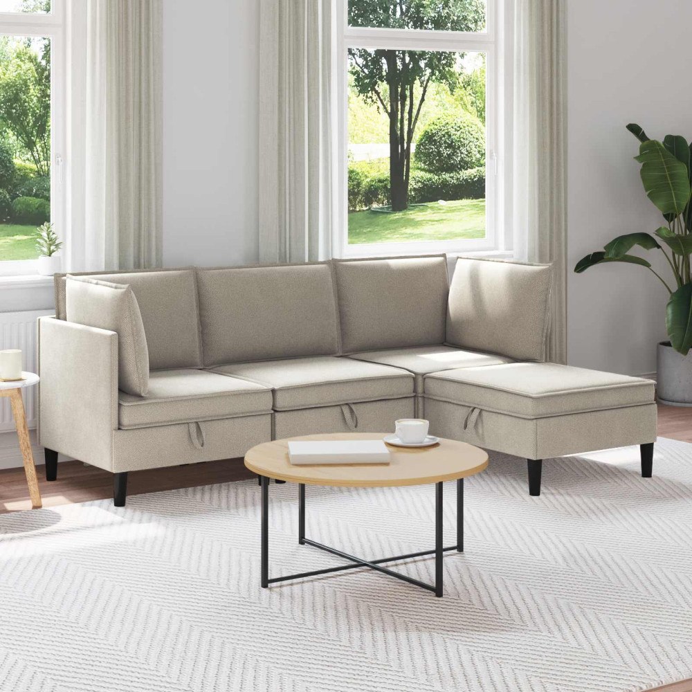 vidaXL Möbelset för vardagsrummet 4 pcs Havre Tyg