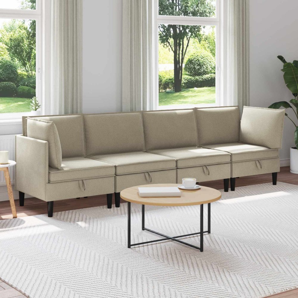 vidaXL Möbelset för vardagsrummet 4 pcs Sand Tyg