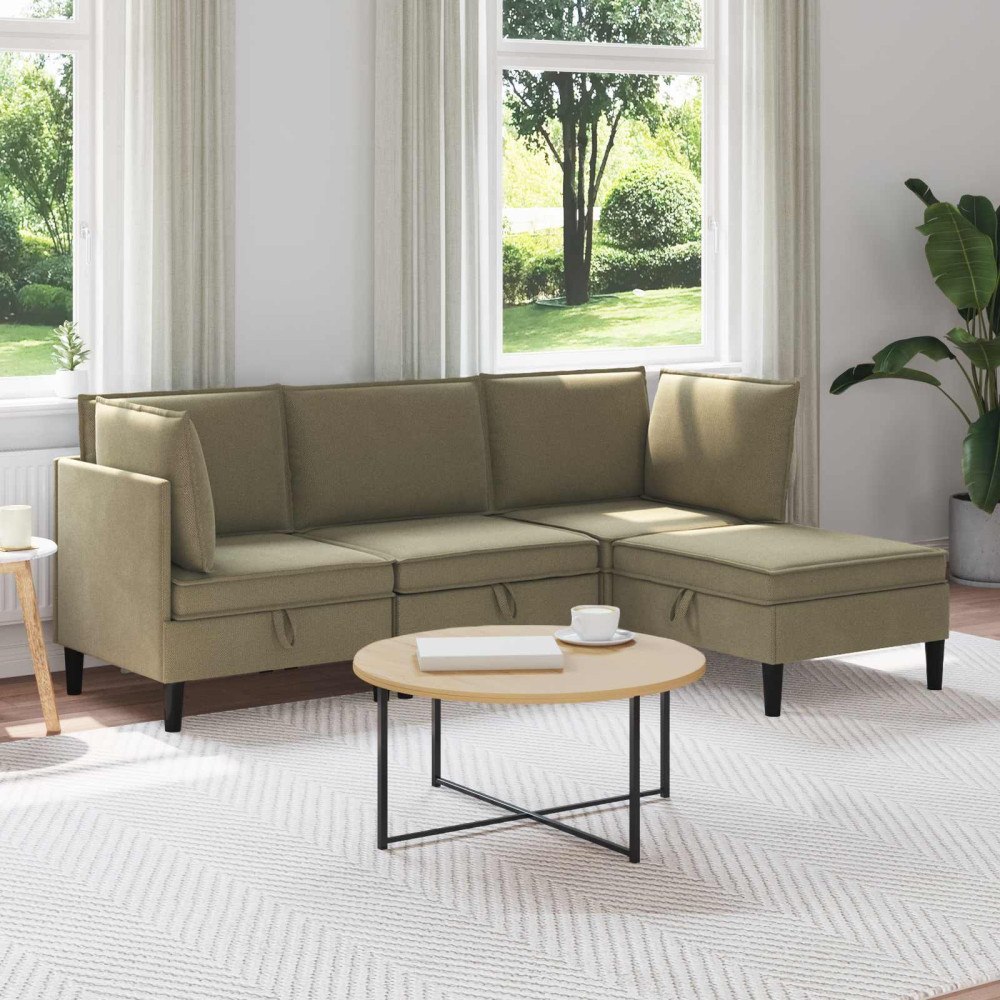 vidaXL Möbelset för vardagsrummet 4 pcs Kaki Tyg