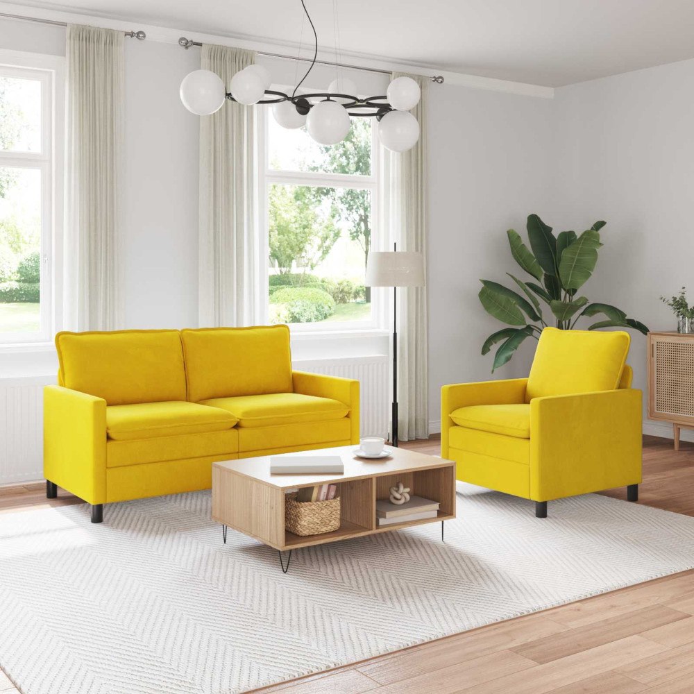 vidaXL Soffset 2 pcs Gul Sammet