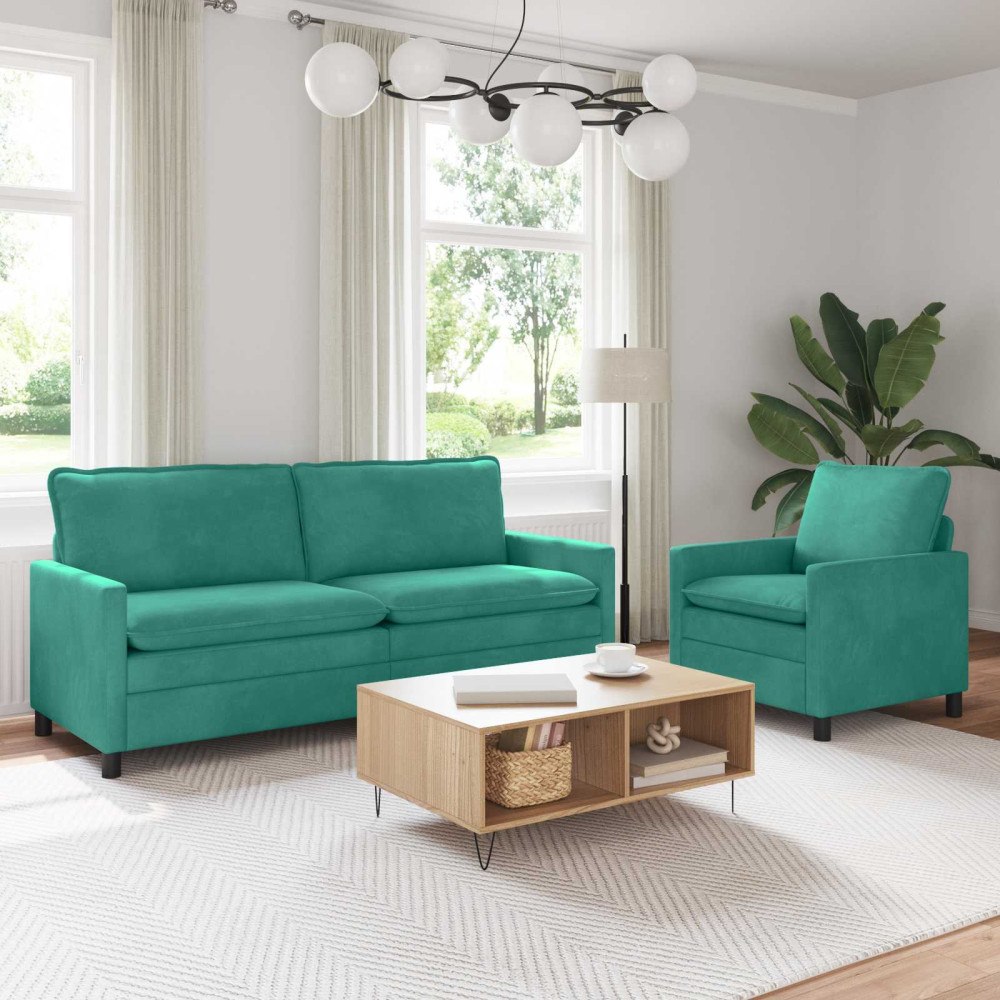 vidaXL Soffset 2 pcs Turkos Sammet