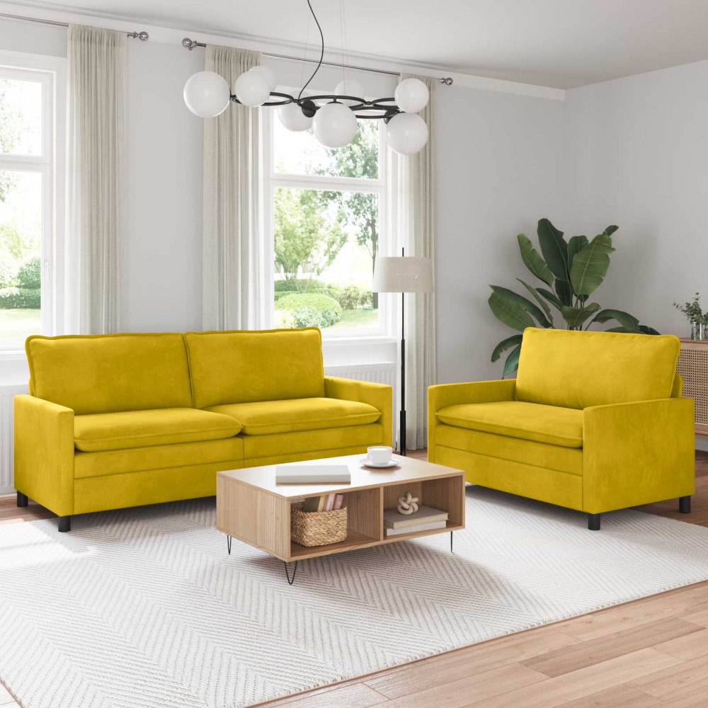vidaXL Soffset 2 pcs Gul Sammet