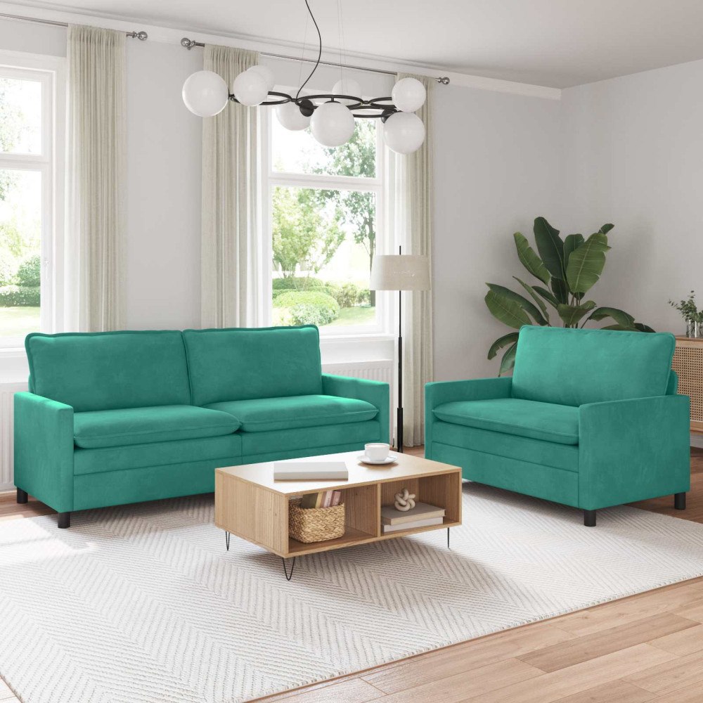 vidaXL Soffset 2 pcs Turkos Sammet