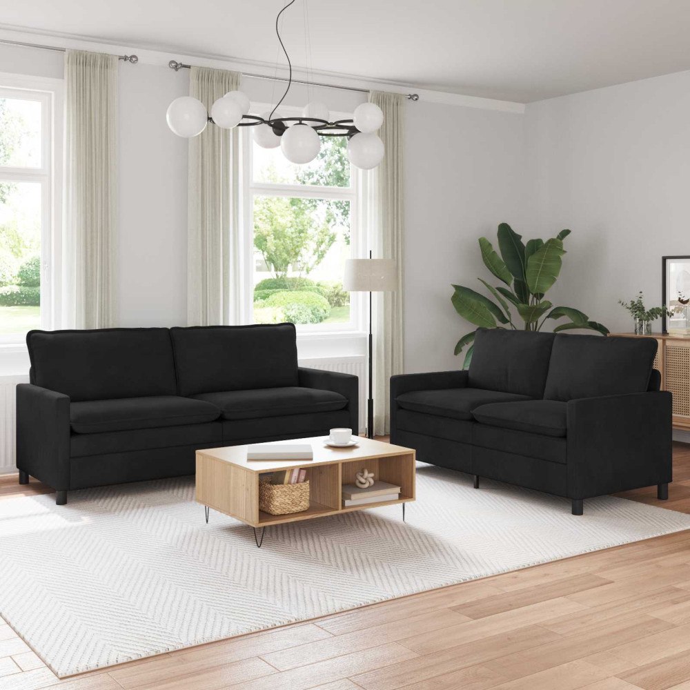vidaXL Soffset 2 pcs Svart Sammet