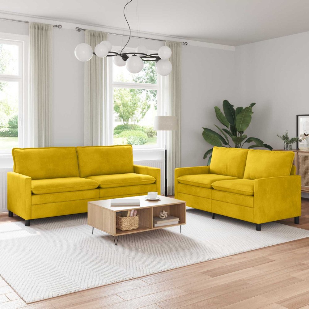 vidaXL Soffset 2 pcs Gul Sammet