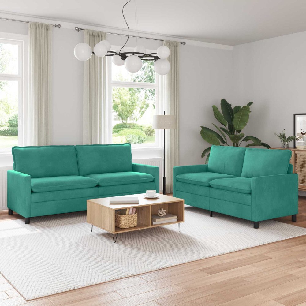 vidaXL Soffset 2 pcs Turkos Sammet
