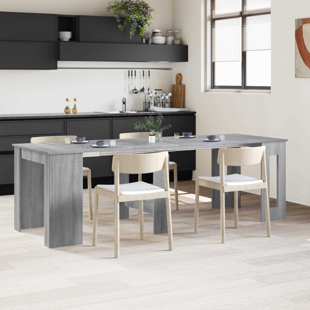 vidaXL Matbord 240 x 85 x 75 cm Konstruerat trä Grå Sonoma Rektangulär