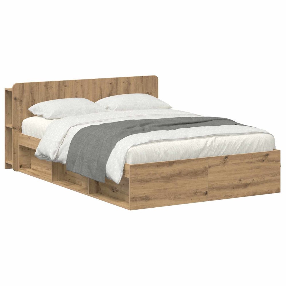 vidaXL Sängram med förvaring Artisan-ek 140 x 190 cm Konstruerat trä