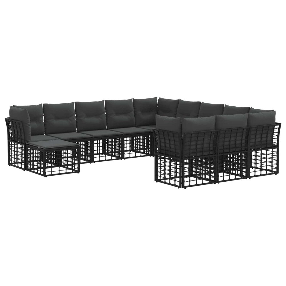 vidaXL Utomhussoffset 12 pcs Svart och Mörkgrå Polyester