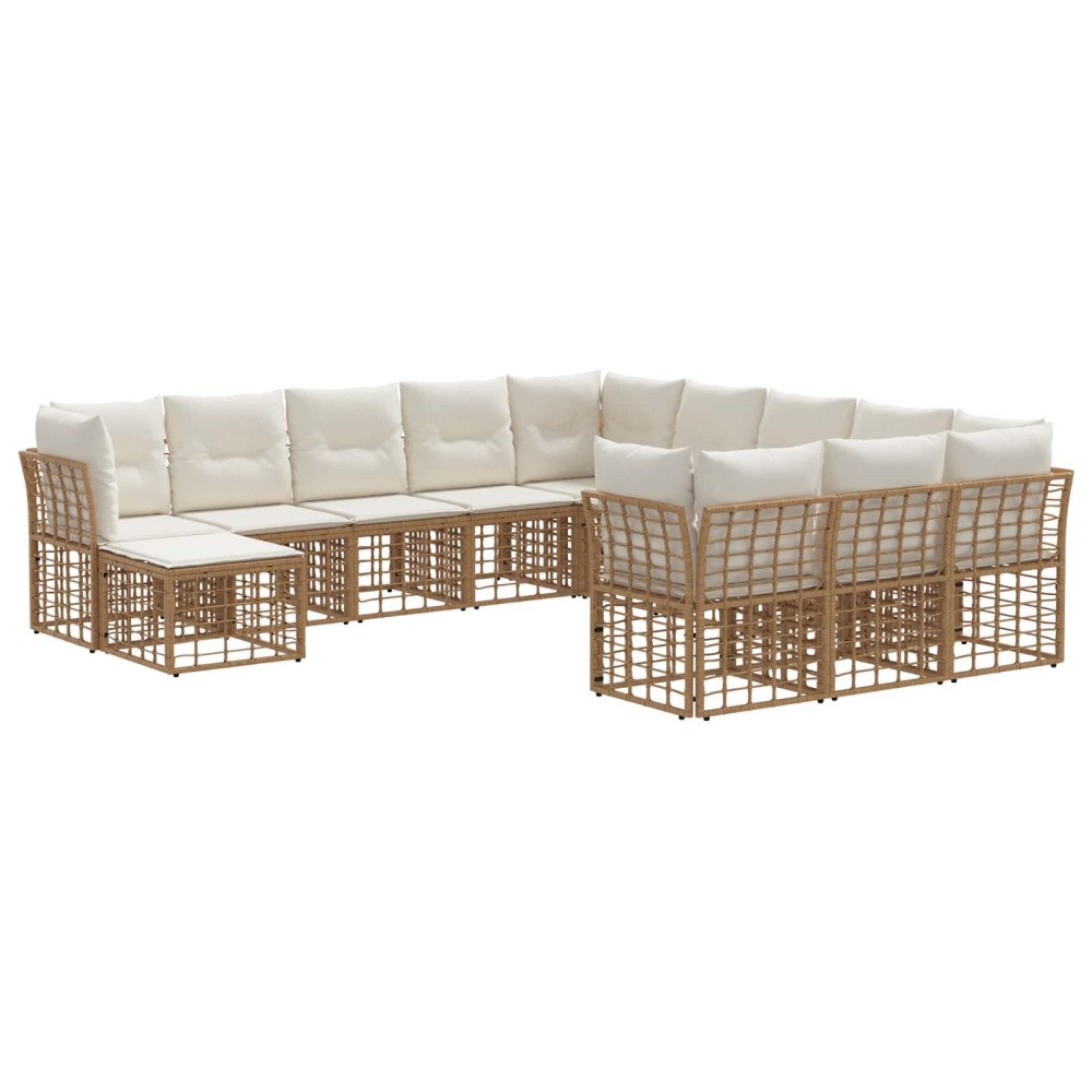 vidaXL Utomhussoffset 12 pcs Naturlig och Creamvit Polyester