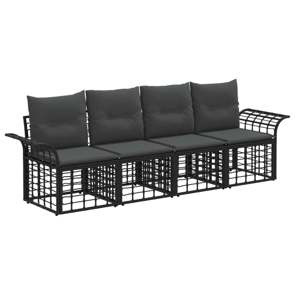 vidaXL Utomhussoffset med kudde 4 pcs Svart och Mörkgrå Polyester
