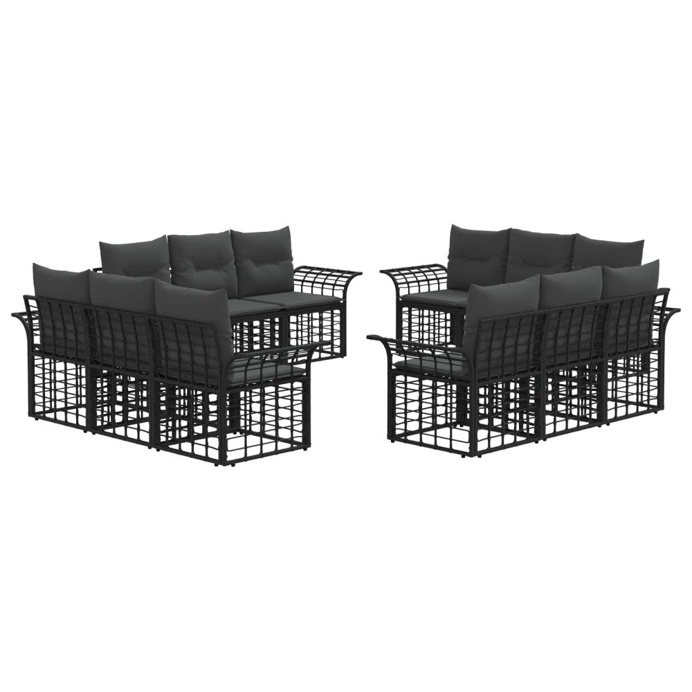 vidaXL Utomhussoffset 12 pcs Svart och Mörkgrå Polyester