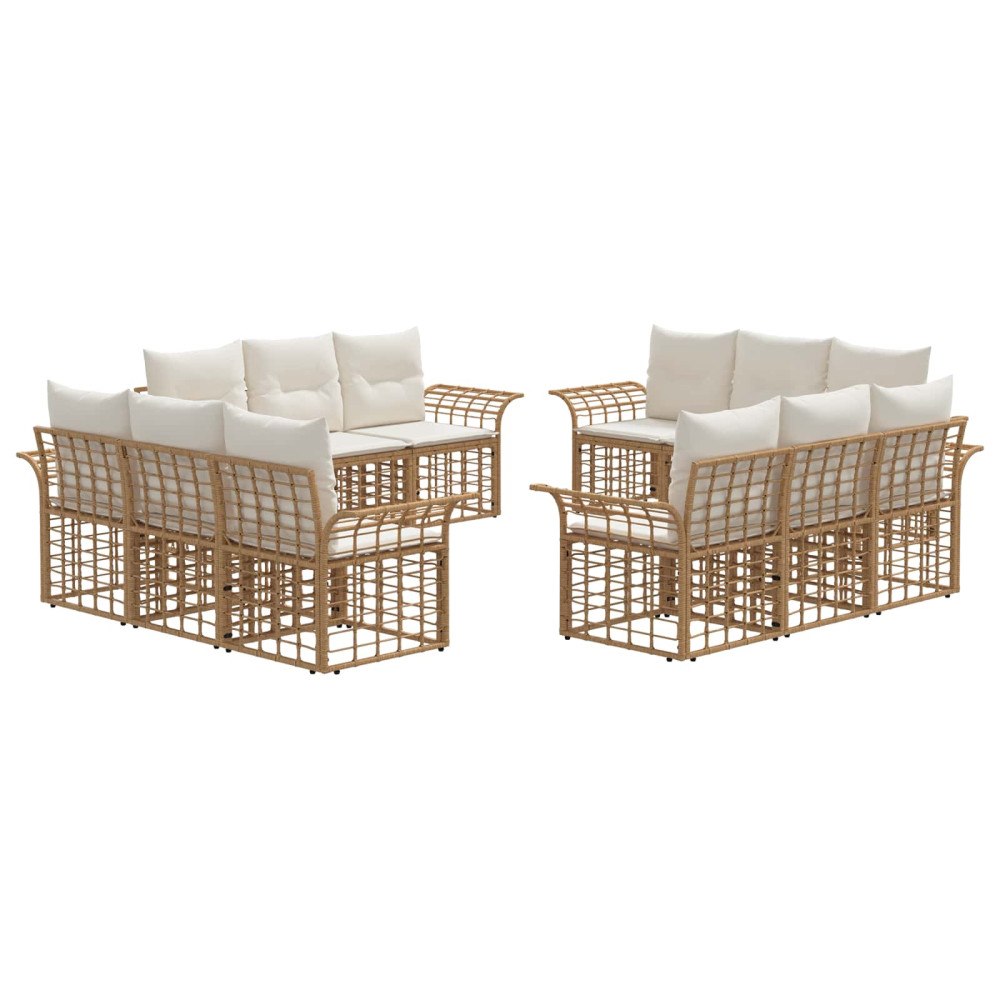 vidaXL Utomhussoffset 12 pcs Naturlig och Creamvit Polyester