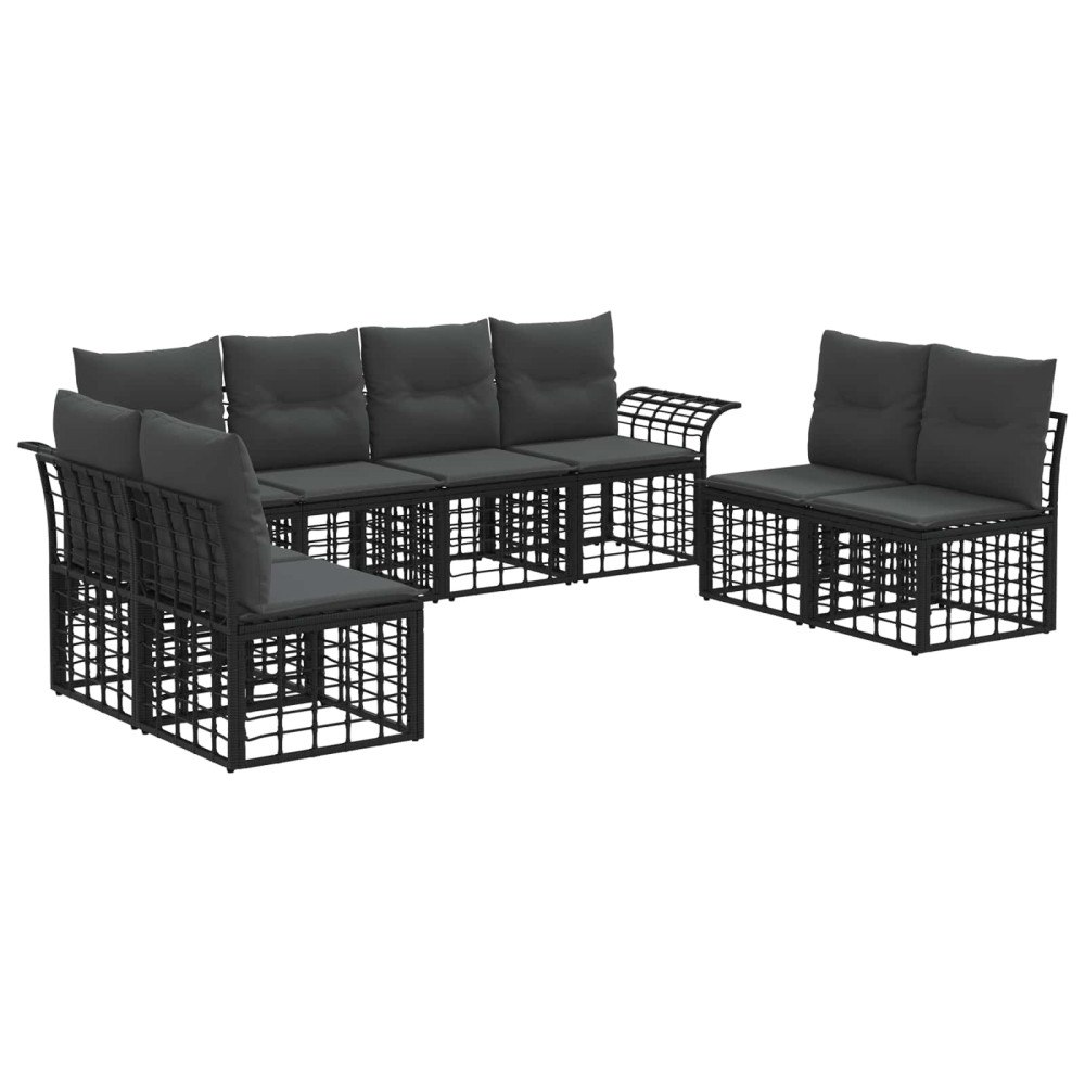 vidaXL Utomhussoffset 8 pcs Svart och Mörkgrå Polyester