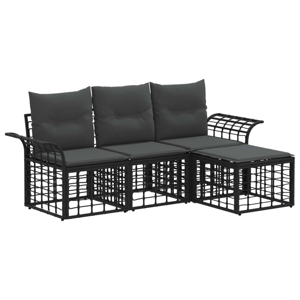 vidaXL Utomhussoffset 4 pcs Svart och Mörkgrå Polyester