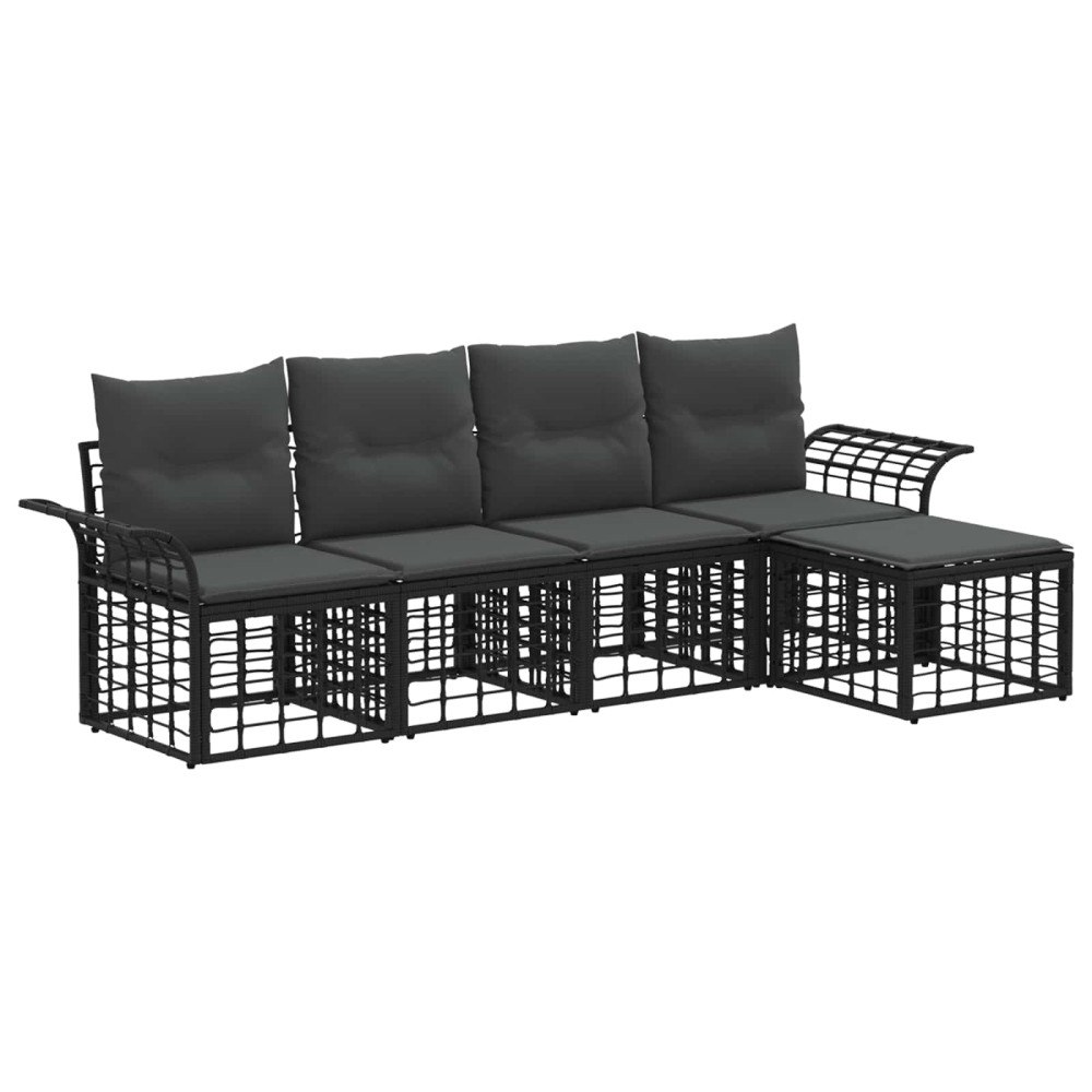 vidaXL Utomhussoffset 5 pcs Svart och Mörkgrå Polyester
