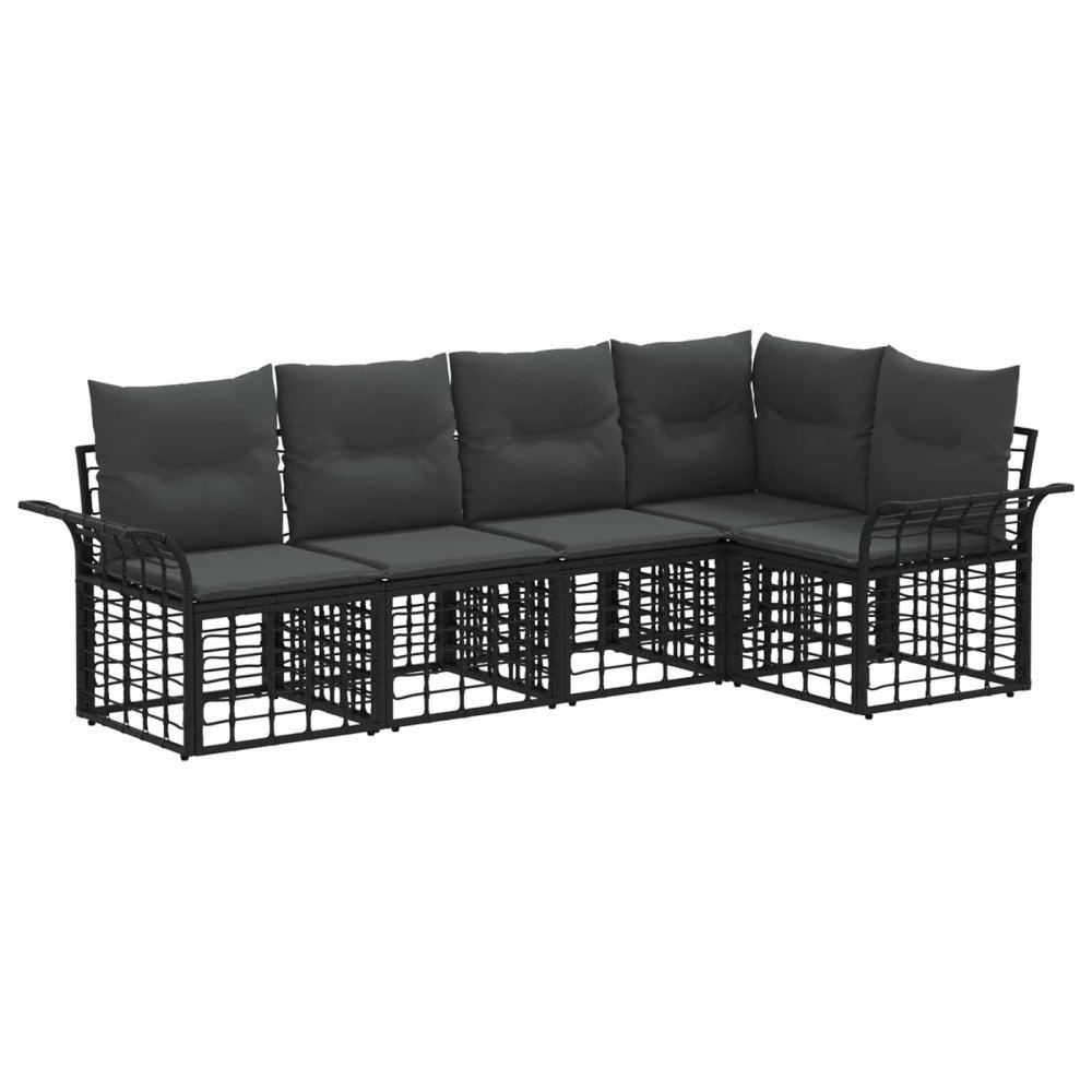 vidaXL Utomhussoffset 5 pcs Svart och Mörkgrå Polyester