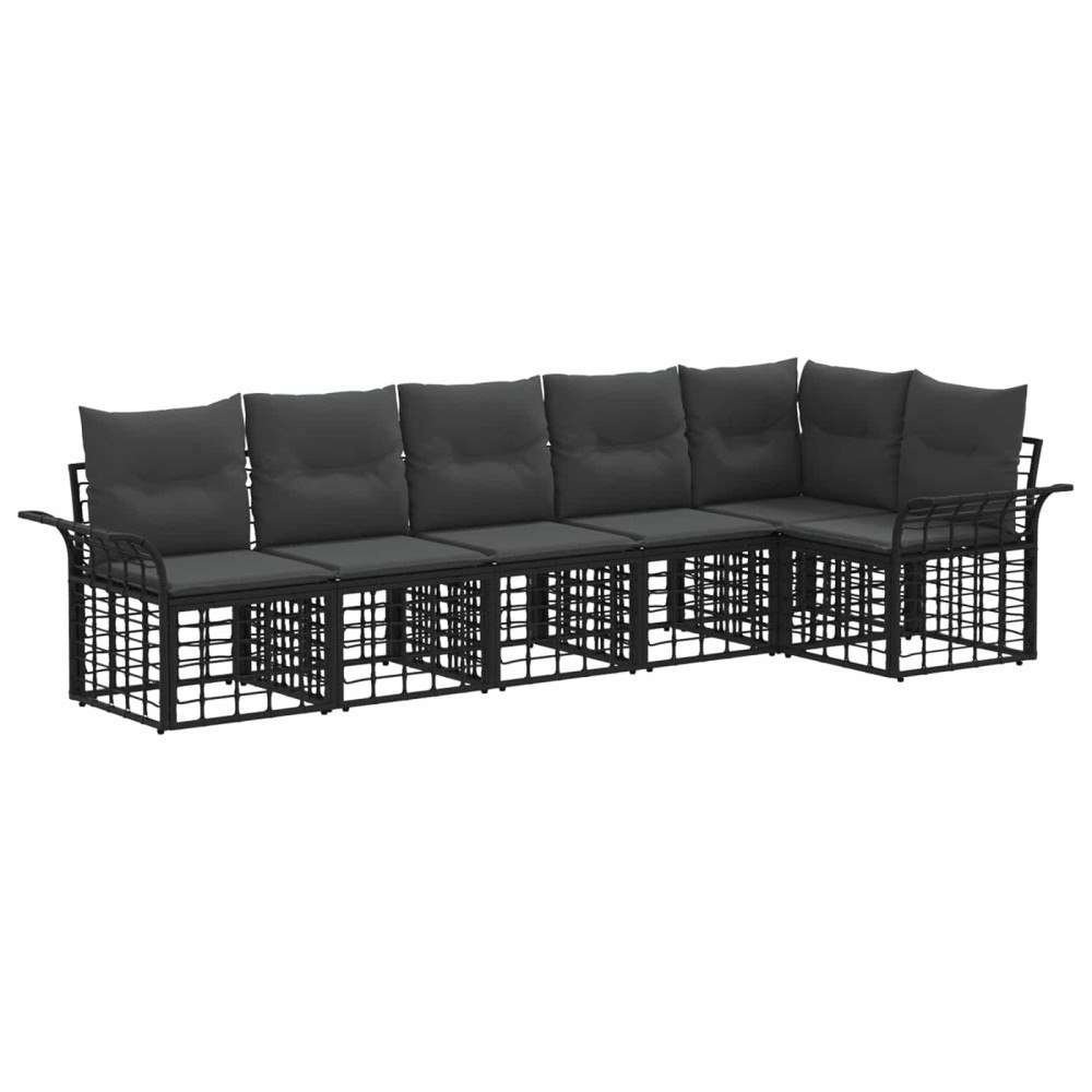 vidaXL Utomhussoffset 6 pcs Svart och Mörkgrå Polyester