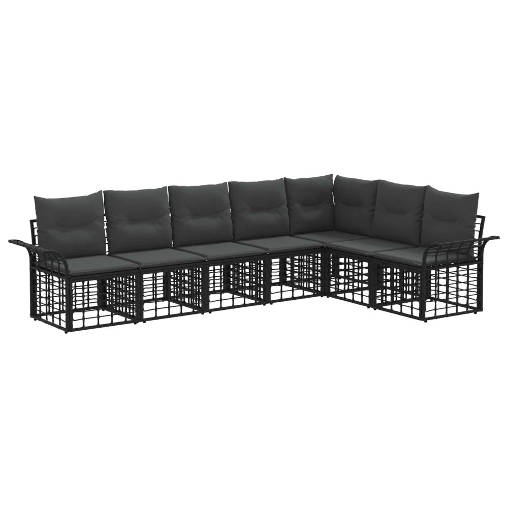 vidaXL Utomhussoffset 7 pcs Svart och Mörkgrå Polyester