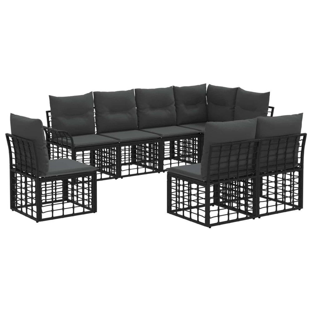 vidaXL Utomhussoffset 8 pcs Svart och Mörkgrå Polyester