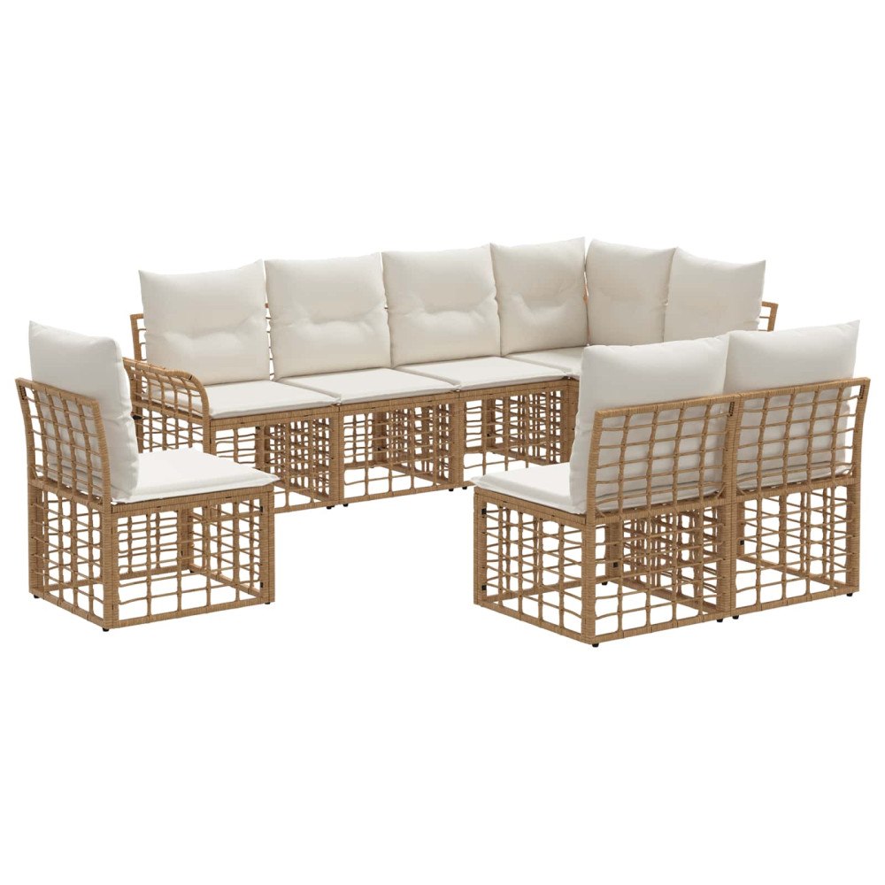 vidaXL Utomhussoffset 8 pcs Naturlig och Creamvit Polyester