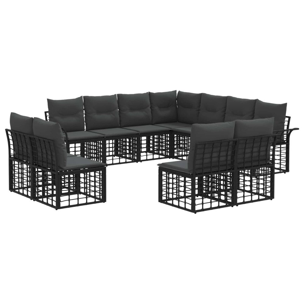 vidaXL Utomhussoffset 11 pcs Svart och Mörkgrå Polyester