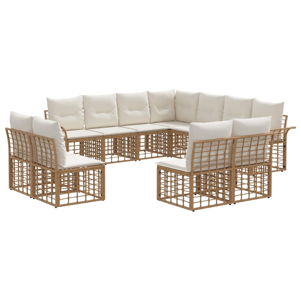 vidaXL Utomhussoffset 11 pcs Naturlig och Creamvit Polyester
