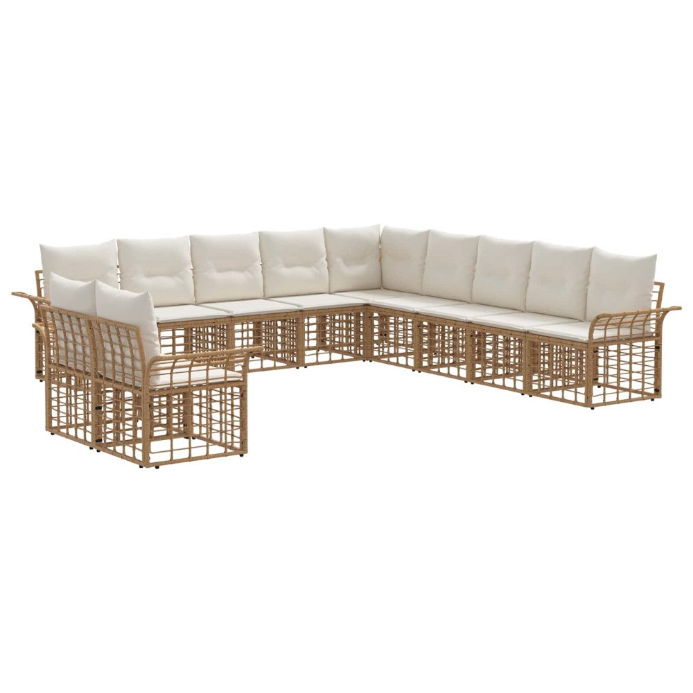 vidaXL Utomhussoffset 11 pcs Naturlig och Creamvit Polyester